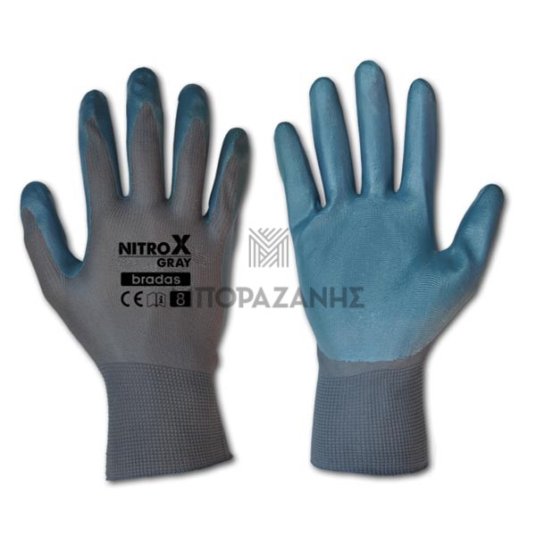 Γάντια νιτριλίου γκρί Bradas NitroX
