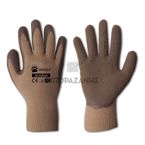 Γάντια LATEX εργασίας Bradas GRIZZLY RWG10